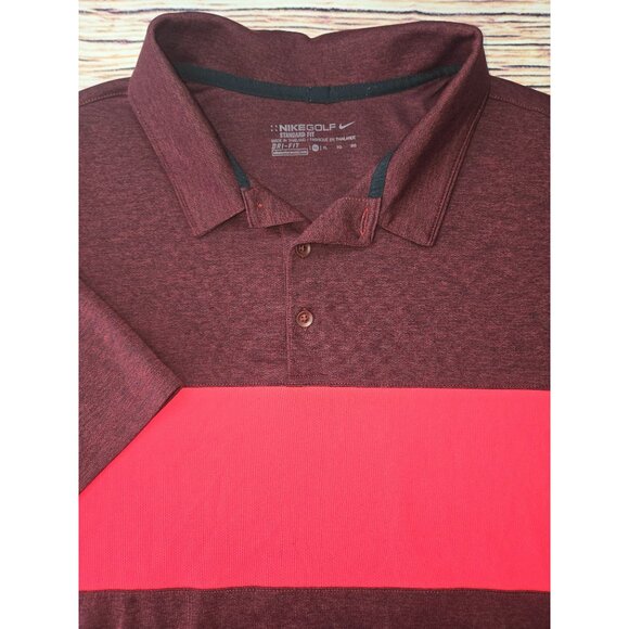 Nike Dri-Fit Golf Standard Fit Mens Polo XL Burgundy & Red Colorblock - Picture 4 of 8